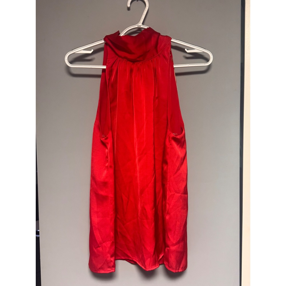 Entro Red Satin Halter Top High Neck Bow Back Sleeveless Blouse PartySmall